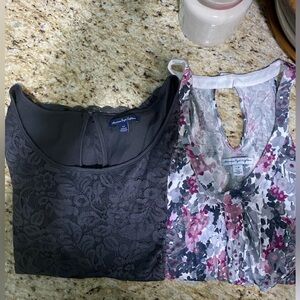 American Eagle 2 pc Bundle Lace Top SS & Floral Tank Top S